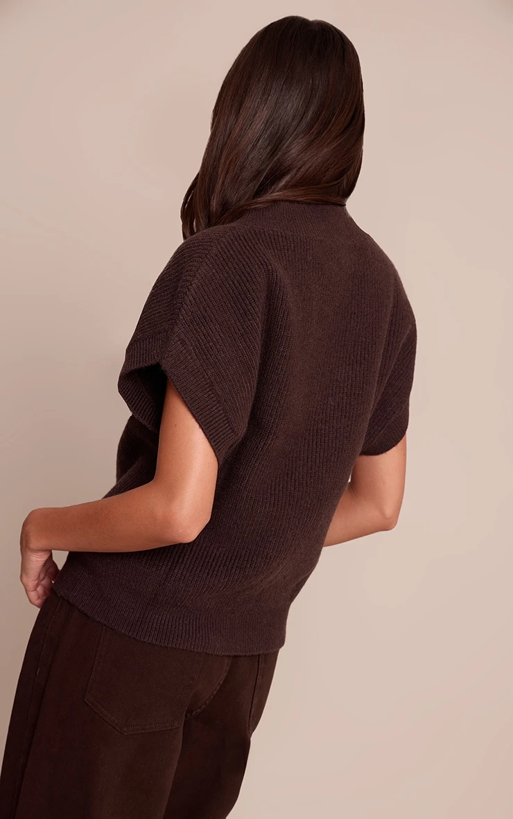 Chocolate Sleeveless Knit Sweater 2 Chocolate Sleeveless Knit Sweater - Image 2