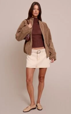 Prettylittlething Mushroom Faux Suede Bomber Jacket -Pretty Little Thing Shop ef65714f1cdcd24d89390d01bb22dc73bc7d882b CNN8564 3 mushroom faux suede bomber jacket