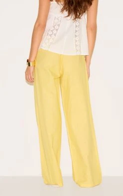 Prettylittlething Lemon Cotton Linen Look Drawstring Waist Pants -Pretty Little Thing Shop ef6a7246f3ae2fce661a7abbd15cddb37efe513e CNM3512 3 lemon cotton linen look drawstring waist trousers