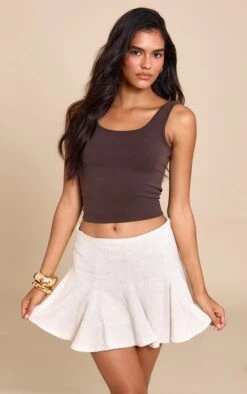 Prettylittlething Natural Linen Look Pleat Detail Mini Skirt -Pretty Little Thing Shop efebb0651c7e832ed2abc510f476c7c15dd1b5a9 CNM9947 2 stone linen look pleat detail mini skirt