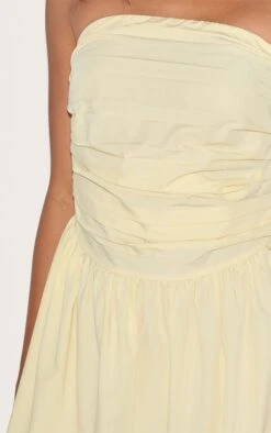 Prettylittlething Lemon Bandeau Ruched Detail Shift Dress -Pretty Little Thing Shop f0107688d9588f09ed05039799d3ac49864cb0a9 CNM1520 4 lemon bandeau ruched detail shift dress