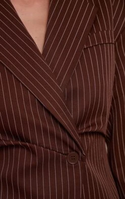 Prettylittlething Chocolate Pinstripe Gathered Cinched Waist Blazer -Pretty Little Thing Shop f0989d207c1b934ff90fb222317bd1e629ceb095 CNN8502 4 chocolate pinstripe gathered cinched waist blazer