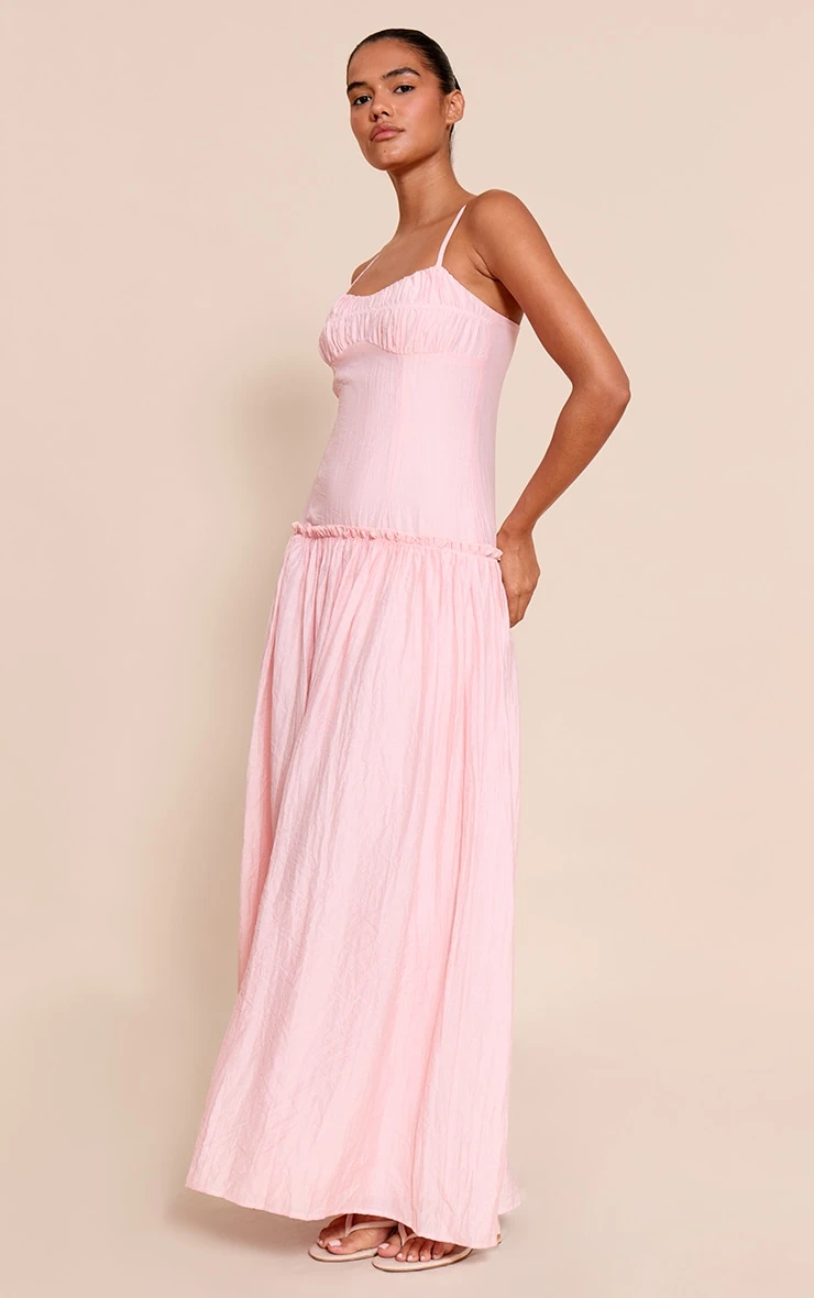 Light Pink Ruched Bust Drop Waist Maxi Dress 3 Light Pink Ruched Bust Drop Waist Maxi Dress - Image 3