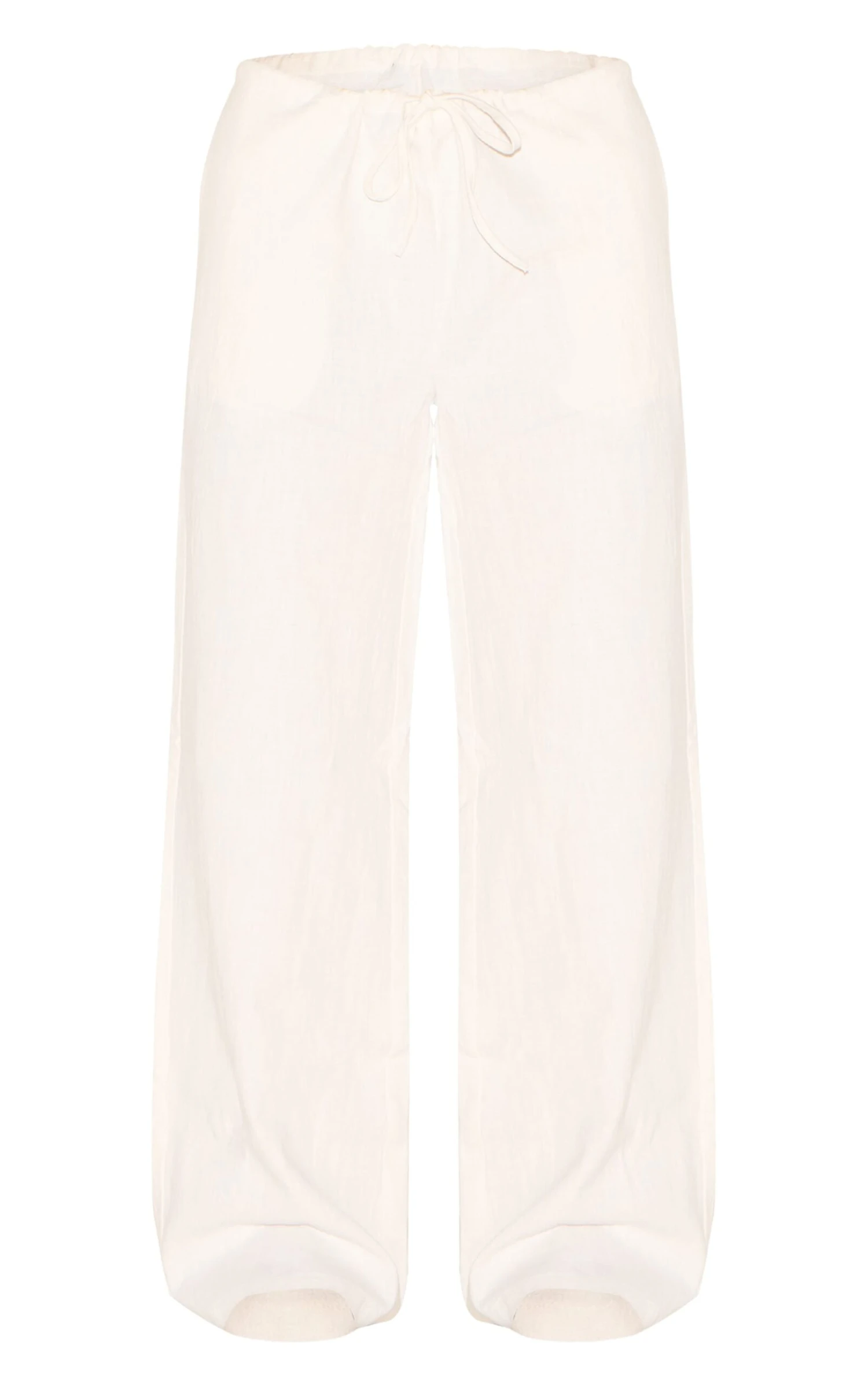 Prettylittlething Premium White Linen Drawstring Straight Leg Pants 5 Prettylittlething Premium White Linen Drawstring Straight Leg Pants - Image 5