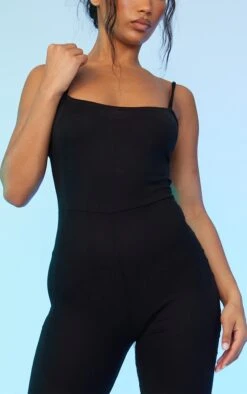 Black Ribbed Strappy Square Neck Flared Jumpsuit 8 Black Ribbed Strappy Square Neck Flared Jumpsuit -Pretty Little Thing Shop f0d4276b64d0d22d40ef57b228948a7bea2c8b55 cmw5471 4