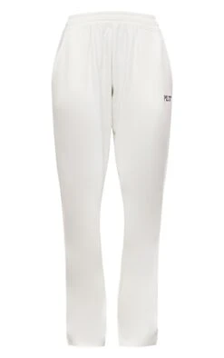 PRETTYLITTLETHING Cream Contrast Embroidery Wide Leg Low Rise Sweatpants -Pretty Little Thing Shop f1185dafb9de7c7fca412a2956e322505e542c02 CNK4469 5 prettylittlething cream contrast embroidery wide leg low rise joggers