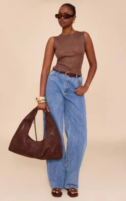 Prettylittlething Chocolate Sheer Knit Boat Neck Top -Pretty Little Thing Shop f13e920a47559f13eb513d8dd1ecedc2095f78d0 CNL8841 3 chocolate sheer knit boat neck top