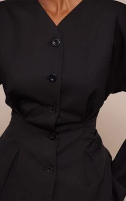 Black Cinched Waist Button Up Blazer -Pretty Little Thing Shop f23b286c085d0b56d634065c84a4e6c2d6693f14 CNO2328 4 black cinched waist button up blazer