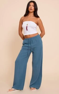 Blue Lightweight Woven Drawstring Pants