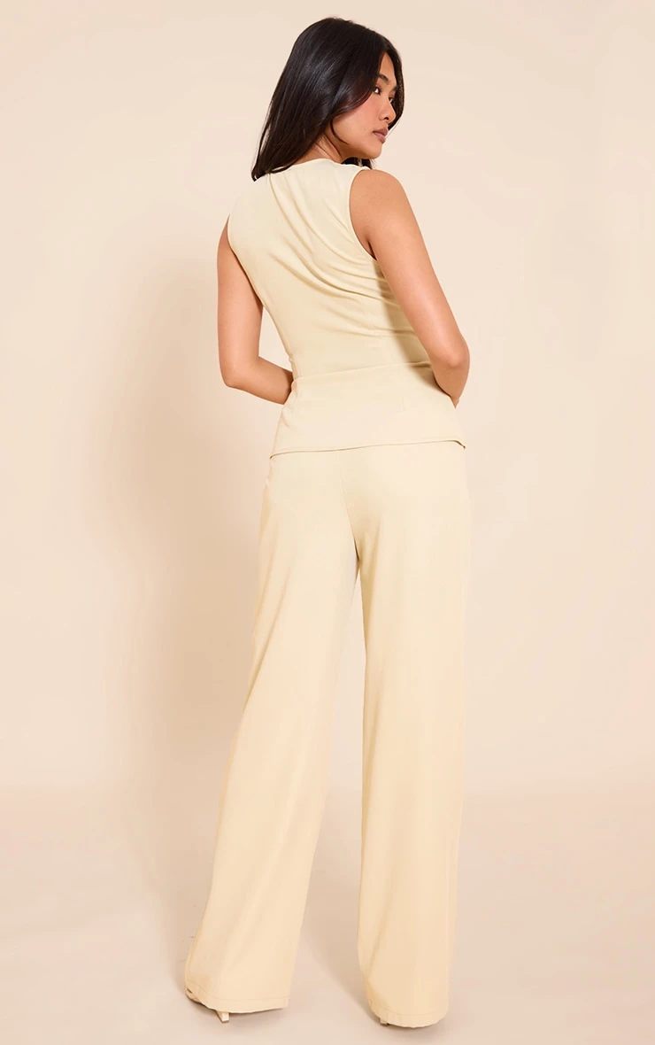 Prettylittlething Lemon High Neck Vest Straight Leg Jumpsuit 2 Prettylittlething Lemon High Neck Vest Straight Leg Jumpsuit - Image 2