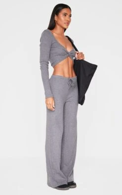 Prettylittlething Charcoal Brushed Rib Twist Front Long Sleeve Bardot Top -Pretty Little Thing Shop f2c52415efe3f5cc9612ab7aebda273d0aeb3369 cnk4705 3