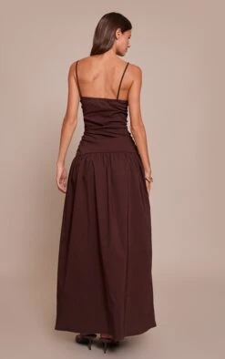 Prettylittlething Chocolate Stretch Woven Strappy Ruched Maxi Dress -Pretty Little Thing Shop f2edfc24fc2cad8c47bec72ed7d94430b3117a8d CNO4843 2 chocolate stretch woven strappy ruched maxi dress