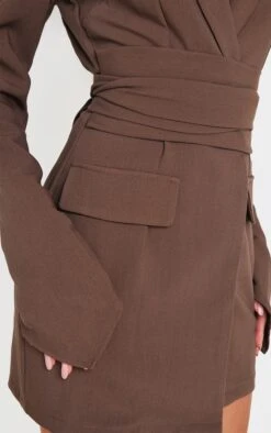 Prettylittlething Chocolate Woven Wrap Belted Blazer Dress 8 Prettylittlething Chocolate Woven Wrap Belted Blazer Dress -Pretty Little Thing Shop f2f0c7c66d7281b753dfd5fac4801503d4324c5c cnk4139 4