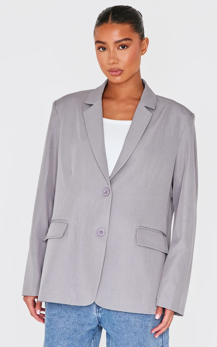 Prettylittlething Grey Seam Detail Structured Oversized Blazer 1 Prettylittlething Grey Seam Detail Structured Oversized Blazer