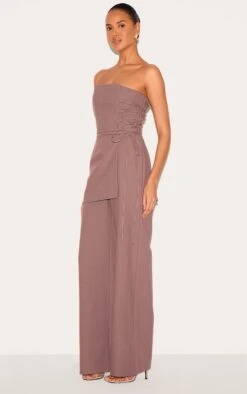 Prettylittlething PLT Label Mushroom Overlay Panel Laced Up Tailored Jumpsuit -Pretty Little Thing Shop f36948c3bc0d08400b1365372e665d0b1d0454e5 cnm0004 3