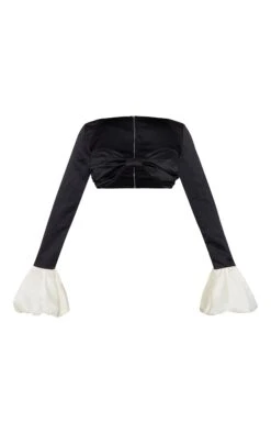 Prettylittlething Black Satin Contrast Puff Long Sleeve Bralet -Pretty Little Thing Shop f39b0119342666448e3d8e3a9b751352f885adfd cnk7202 5