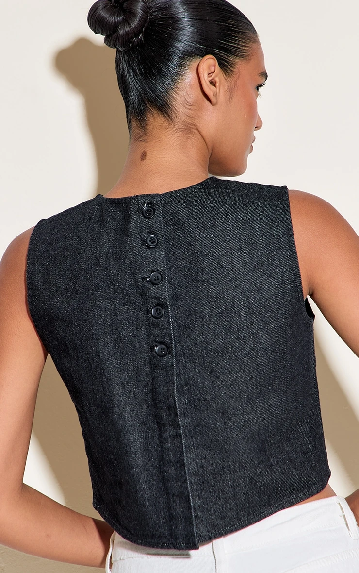 Prettylittlething Raw Indigo Wash Round Neck Boxy Denim Top 2 Prettylittlething Raw Indigo Wash Round Neck Boxy Denim Top - Image 2