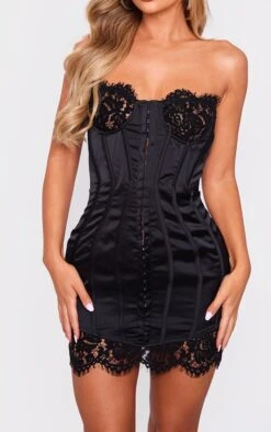 Prettylittlething Black Lace Trim Satin Hook & Eye Detail Bandeau Bodycon Dress 8 Prettylittlething Black Lace Trim Satin Hook & Eye Detail Bandeau Bodycon Dress -Pretty Little Thing Shop f3c195d42bd0126c71c52464fc28da432edf2f11 cng5708 4