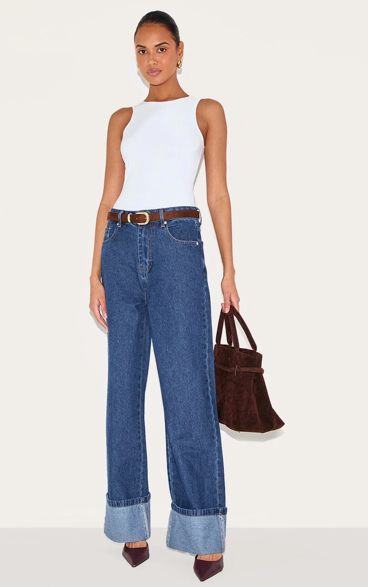 Prettylittlething White Basic Slinky Racer Bodysuit 3 Prettylittlething White Basic Slinky Racer Bodysuit - Image 3