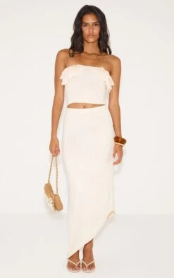 Prettylittlething Oatmeal Fine Knit Bandeau Frill Top -Pretty Little Thing Shop f4b59b323936f301ef52373bd9ddb0643a952612 CNM1218 3 oatmeal fine knit bardot frill top