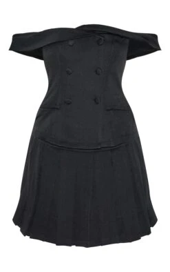 Prettylittlething Black Tailored Button Detail Bardot Pleated Skort Romper -Pretty Little Thing Shop f4d54f1efd33a89835ad235ec4ff91159bf97d52 cnl9282 5