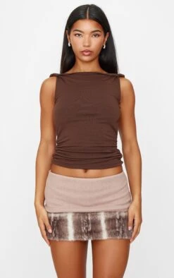Prettylittlething Brown Faux Fur Trim Wool Look Micro Mini Skirt -Pretty Little Thing Shop f4e818f44bca62ddf9f872cf4c16f08d36d141ab cnk1029 4