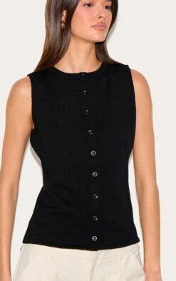 Prettylittlething Black Button Through Sleeveless Top 8 Prettylittlething Black Button Through Sleeveless Top -Pretty Little Thing Shop f50682dd5ec7d0468ea182c958449e31b7499ad8 CNM9207 4 black button through sleeveless top