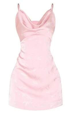 Prettylittlething Pale Rose Satin Leaf Print Cowl Neck Mini Dress -Pretty Little Thing Shop f54dd9c0fb150a690fc167bfd79993357e2b9b6d CNM1564 5 pale rose satin leaf print cowl neck mini dress