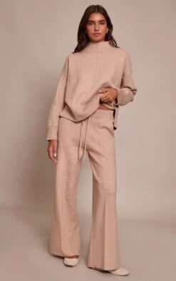 Oat Drawstring Wide Leg Knitted Pants