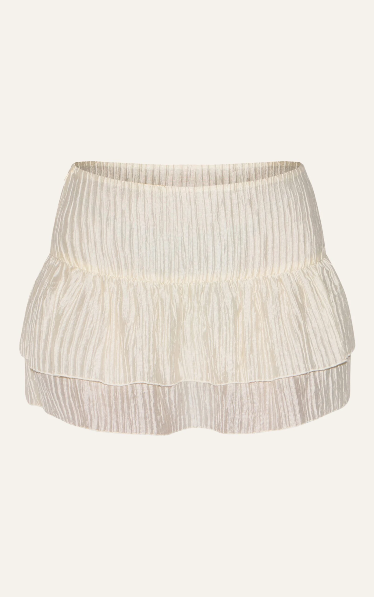 Prettylittlething Almond Crinkle Woven Dropped Waist Frilly Mini Skirt - Image 6