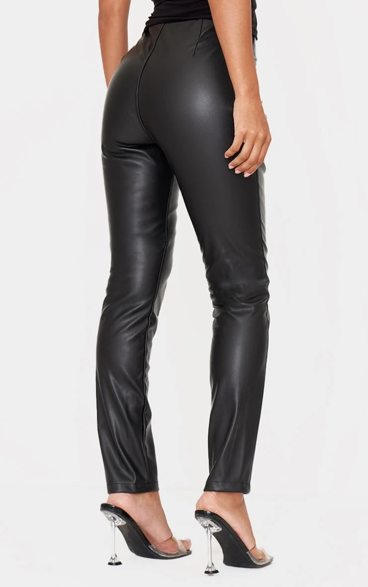 Black Faux Leather Stretch Leggings 3 Black Faux Leather Stretch Leggings - Image 3
