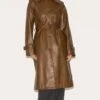 Prettylittlething Chocolate Mid Length Faux Leather Trench Coat