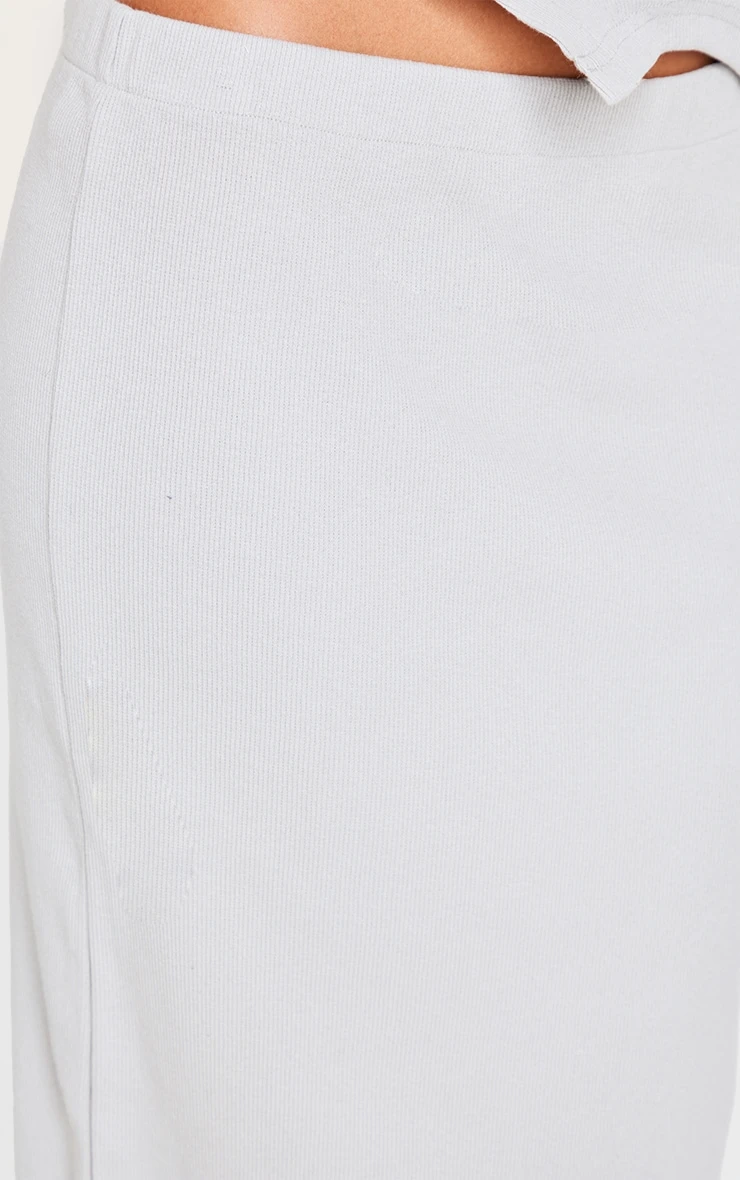 Prettylittlething Grey Ribbed Maxi Mid Rise Skirt 4 Prettylittlething Grey Ribbed Maxi Mid Rise Skirt - Image 4