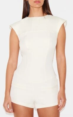 Prettylittlething Cream Tailored Woven Boatneck Cap Sleeve Romper 8 Prettylittlething Cream Tailored Woven Boatneck Cap Sleeve Romper -Pretty Little Thing Shop f64b85c13b276bebbd1f721c9e989593c2bf5747 cnl9267 4