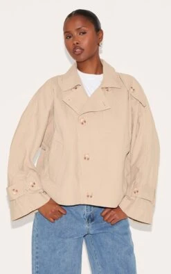 Prettylittlething Stone Wrap Over Detail Canvas Trench Coat -Pretty Little Thing Shop f65df1d5e605037d28fabd5842a208594a931b75 CNL5178 3 stone wrap over detail canvas trench coat