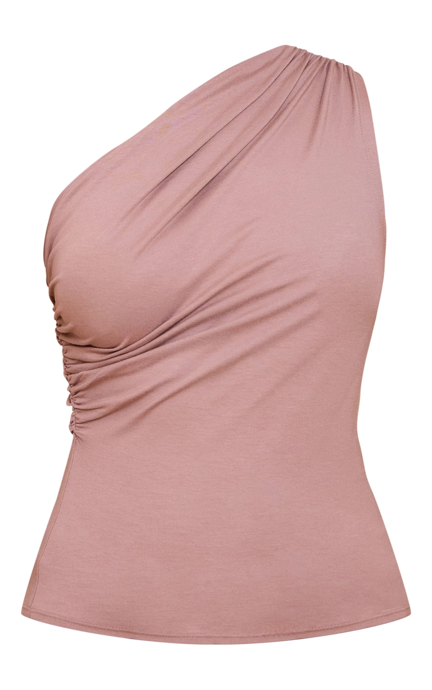 Prettylittlething Mushroom Soft Cotton Asymmetric One Shoulder Long Top - Image 5