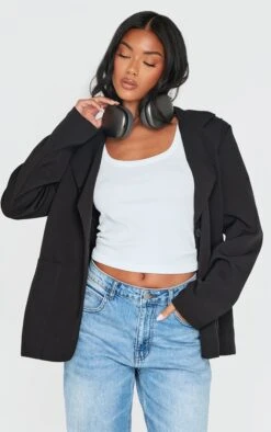 Prettylittlething Black Minimal Single Breasted Blazer