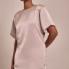 Taupe Satin T Shirt Dress