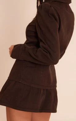 Prettylittlething Dark Chocolate FloatyPleated Denim Mini Skirt -Pretty Little Thing Shop f6f17418b8c70471cede720f78236870ae026773 CNN6686 3 dark chocolate floaty pleated denim mini skirt