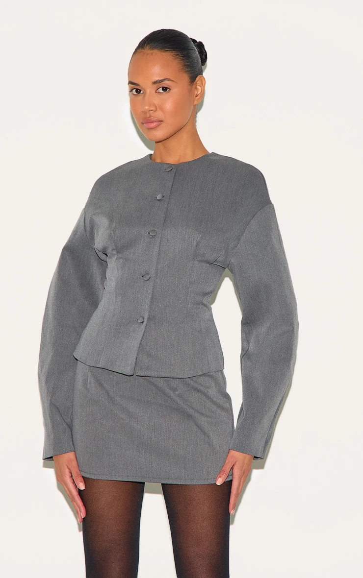 Prettylittlething Charcoal Tailored Woven Micro Mini Skirt 5 Prettylittlething Charcoal Tailored Woven Micro Mini Skirt - Image 5