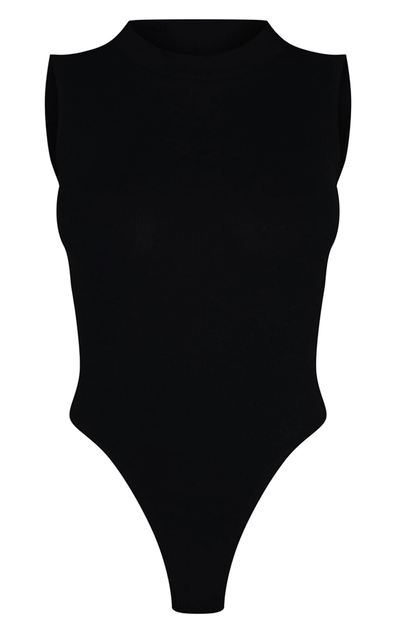 Prettylittlething Black Rib High Neck Sleeveless Bodysuit 5 Prettylittlething Black Rib High Neck Sleeveless Bodysuit - Image 5