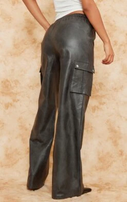 Prettylittlething Premium Washed Black Faux Leather Wide Leg High Waisted Cargo Pants -Pretty Little Thing Shop f7723b47f0f4f706102aee6ea78e01fce7ce140b cnf7460 3