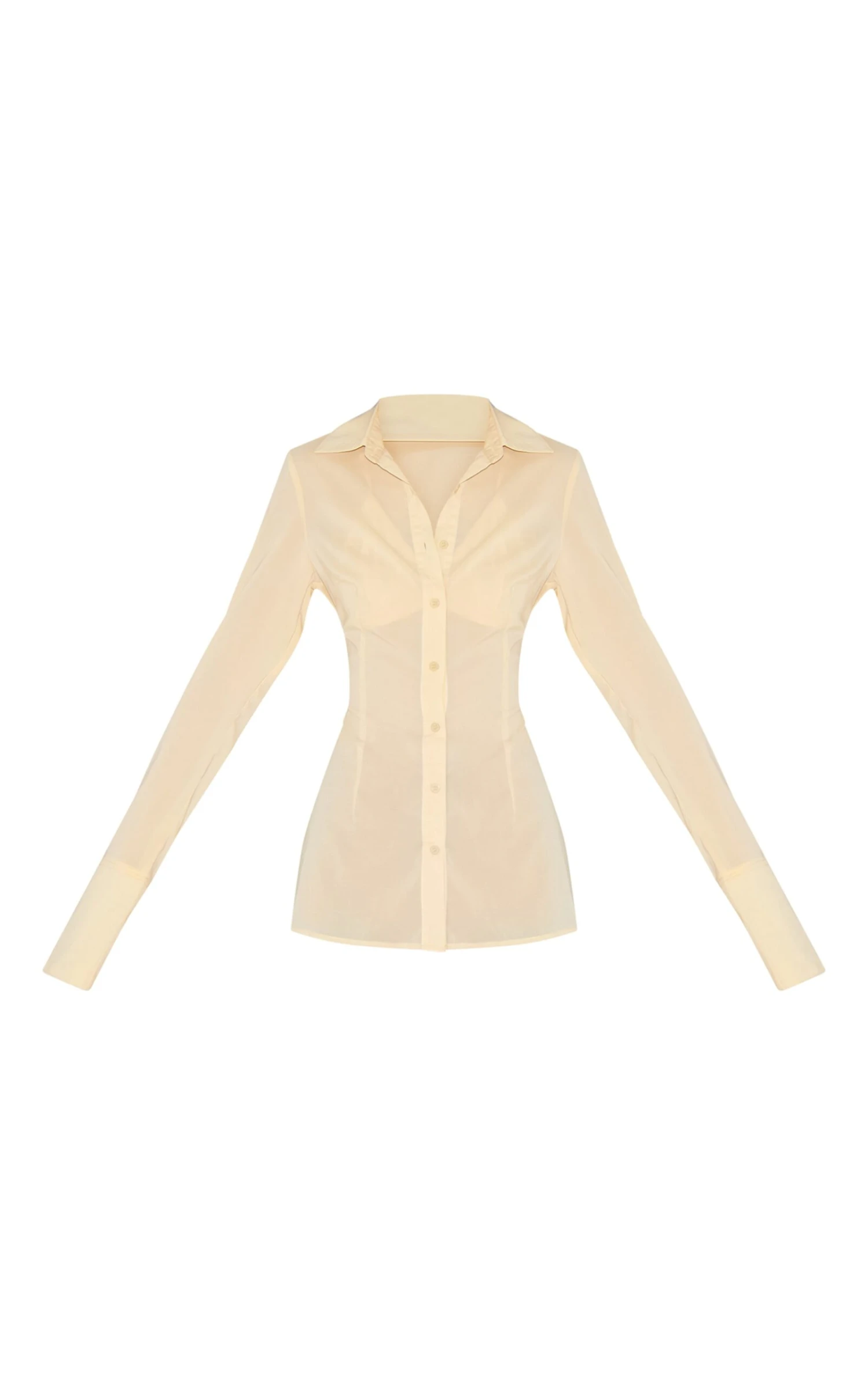 Prettylittlething Butter Cream Chiffon Fitted Shirt 5 Prettylittlething Butter Cream Chiffon Fitted Shirt - Image 5