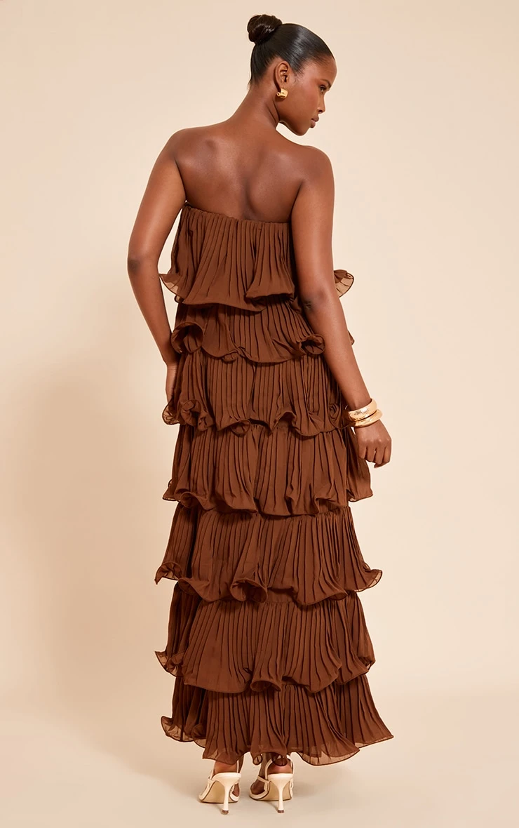 Chocolate Extreme Ruffle Tiered Maxi Dress 2 Chocolate Extreme Ruffle Tiered Maxi Dress - Image 2