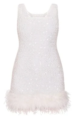 Prettylittlething White Sequin Scoop Neck Feather Hem Shift Dress 9 Prettylittlething White Sequin Scoop Neck Feather Hem Shift Dress -Pretty Little Thing Shop f81da49ac2182b3882b4a8e14fc35d8d81dc1369 cnl0285 5