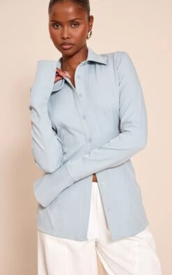 Sky Blue Woven Fitted Shirt