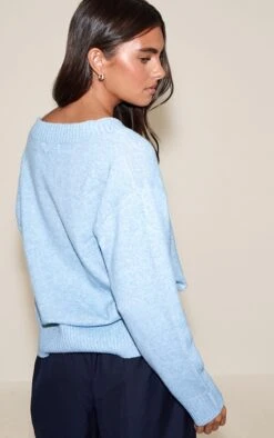 Prettylittlething Light Blue V Neck Knitted Sweater -Pretty Little Thing Shop f86924f7b348ae83403a4df8b2335e31baca6f6a CNN6375 2 light blue v neck knitted jumper