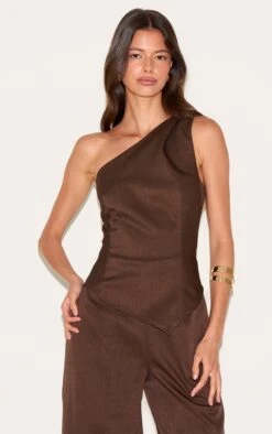 Prettylittlething Chocolate Woven One Shoulder Wide Leg Jumpsuit 7 Prettylittlething Chocolate Woven One Shoulder Wide Leg Jumpsuit -Pretty Little Thing Shop f89d4ac5749f9cf97d8f41f356b21ffecf476757 CNN0139 4 chocolate woven one shoulder wide leg jumpsuit