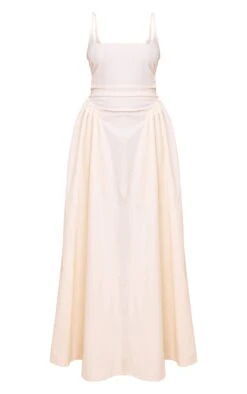 Prettylittlething Cream Woven Ruched Strappy Midi Dress -Pretty Little Thing Shop f8a32b3881a7b8765ed2da6b1ea3f928182c707e CNM0584 5 cream woven ruched strappy midi dress