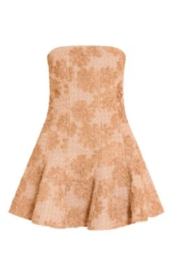 Prettylittlething Taupe Floral Jacquard Boucle Skater Dress -Pretty Little Thing Shop f921b198a76500b31c6a12bb64c07366890d3611 CNN3355 5 taupe floral jacquard boucle puff sleeve skater dress